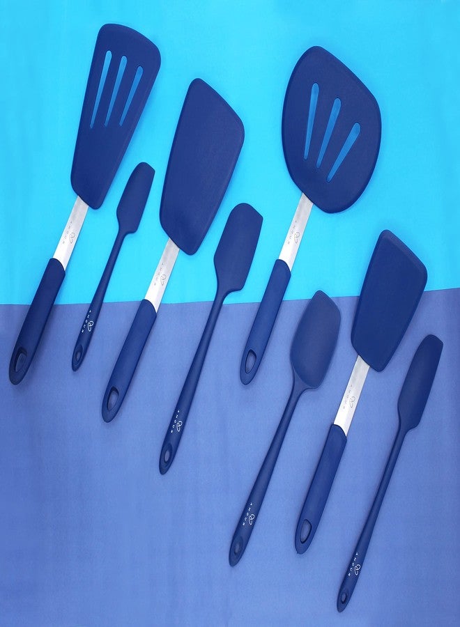 امور مجموعة ملاعق سيليكون من أمور - 8 قطع، ملاعق خبز وملاعق مقاومة للحرارة حتى 450 درجة فهرنهايت - تصميم مريح وسهل التنظيف من قطعة واحدة بدون درزات - غير لاصقة - آمنة للغسل في غسالة الصحون - (أزرق) - Image 4